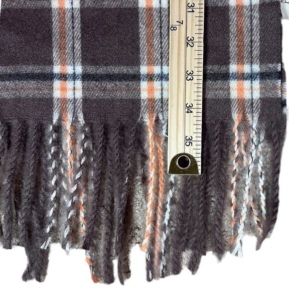 Plaid Blanket Scarf Wrap Soft Fuzzy Chocolate Brown Fringe Preppy NWT Gift Idea - Picture 8 of 9
